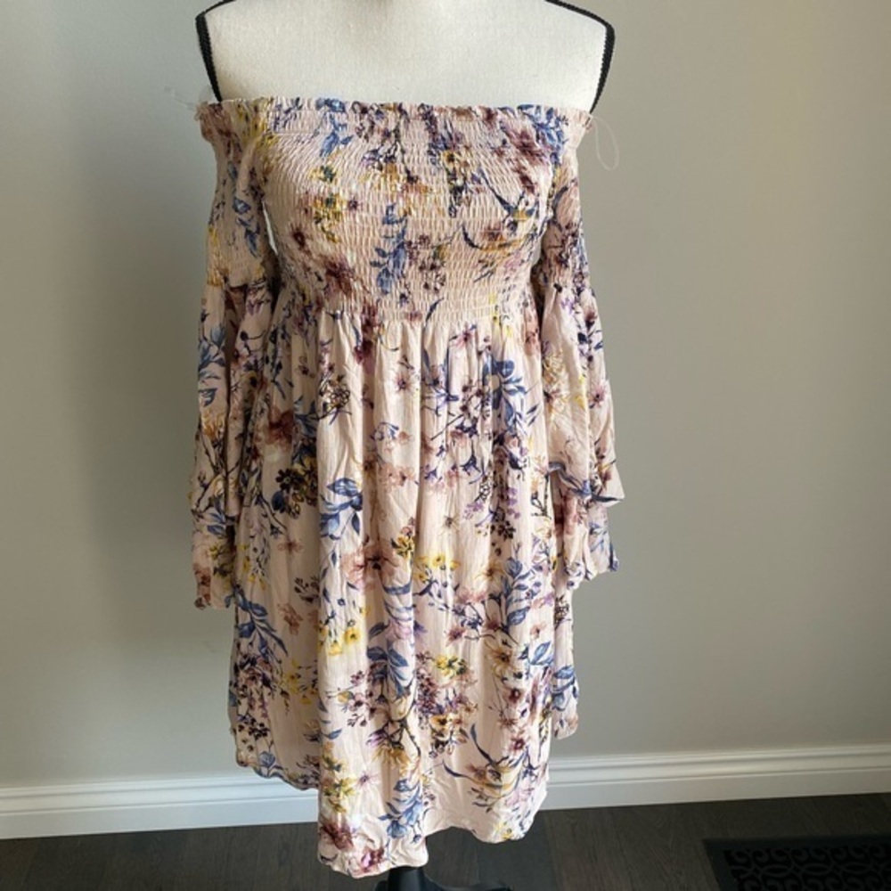 Floral Print Off-Shoulder Maternity Dress S NWT